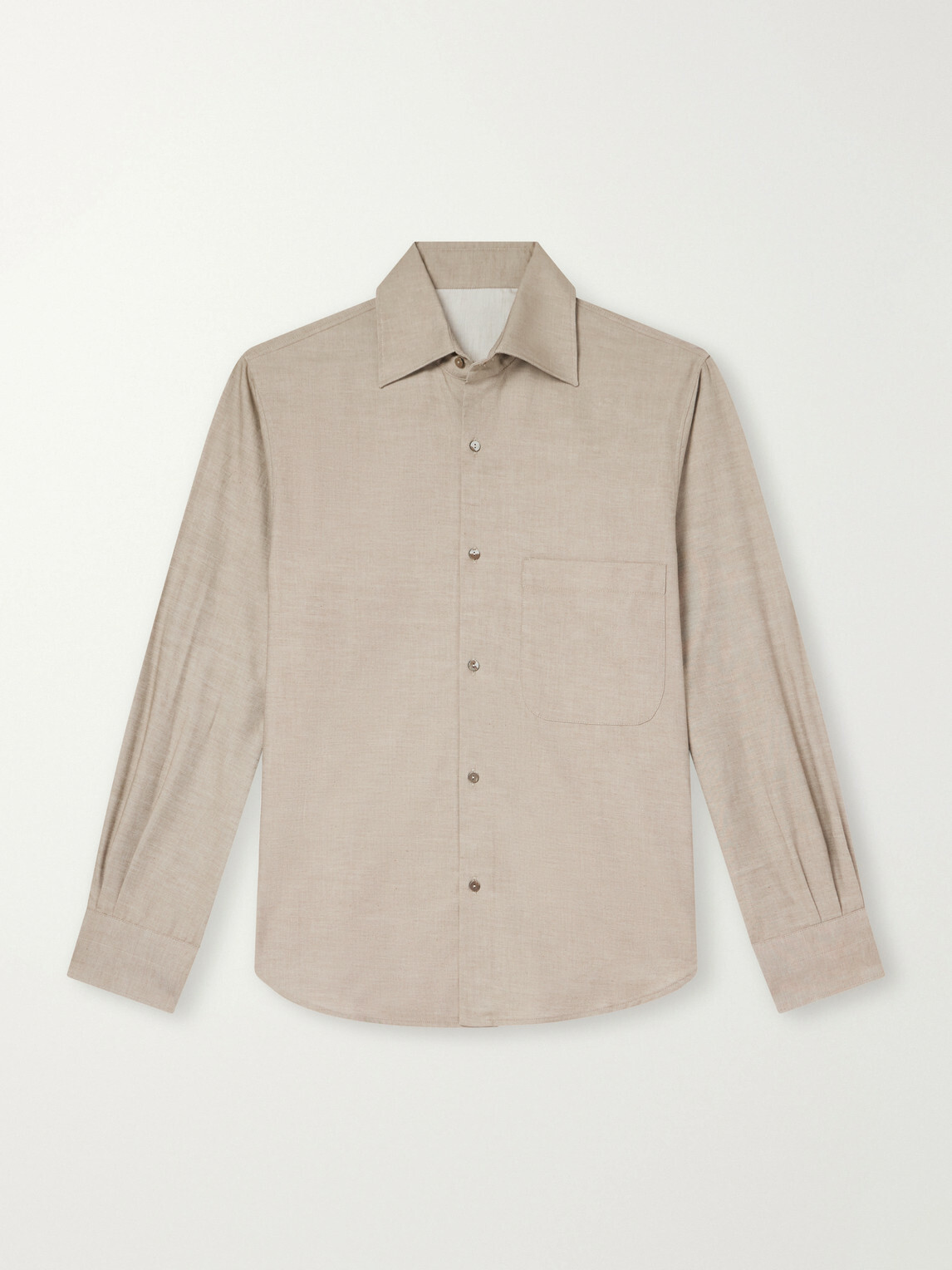Stòffa - Spread-Collar Brushed Cotton Woven Shirt - Brown