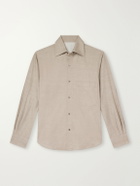 Stòffa - Spread-Collar Brushed Cotton Woven Shirt - Brown