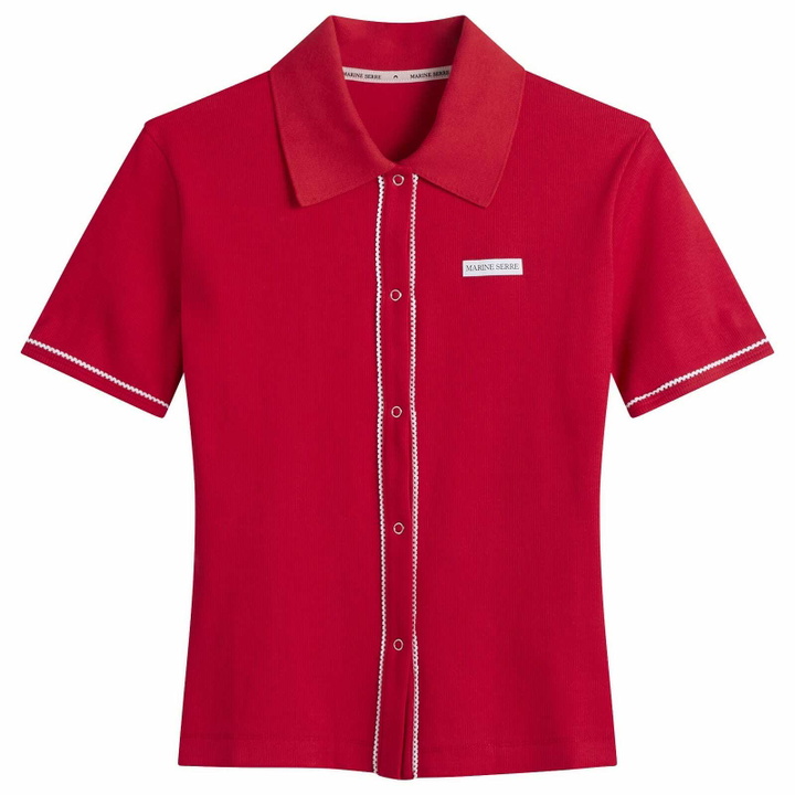 Photo: Marine Serre Women's Cute 70'S Polo T-Shirt in Red