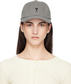 AMI Paris Gray Cotton Ami de Coeur Embroidery Cap