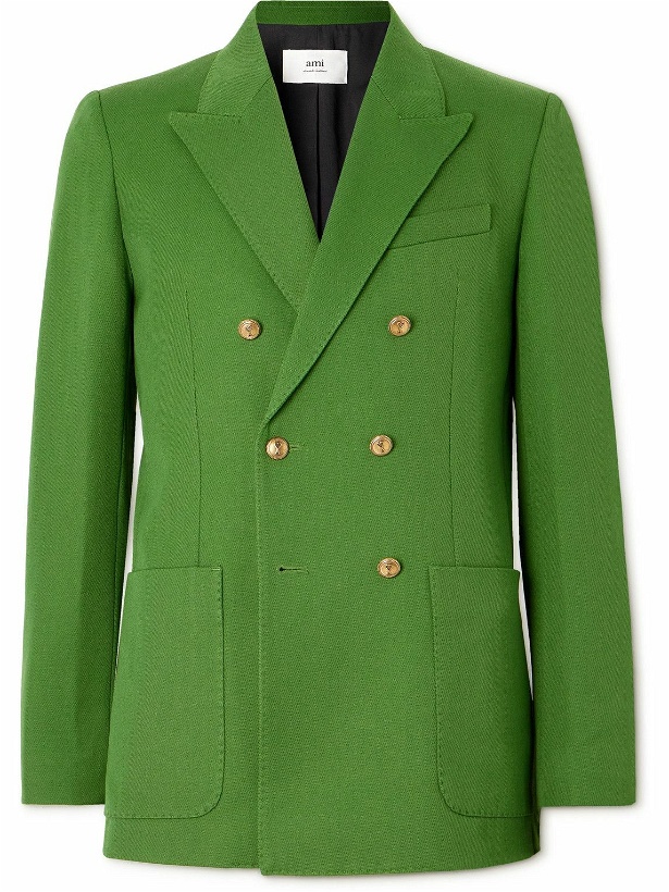 Photo: AMI PARIS - Double-Breasted Wool-Twill Suit Jacket - Green