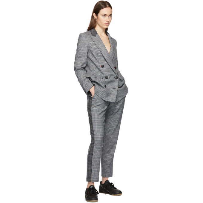 rag and bone Grey and Blue Check Ellie Blazer