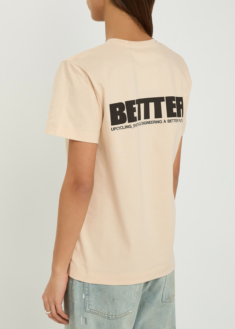 Bettter Father Printed Cotton T-shirt Beige