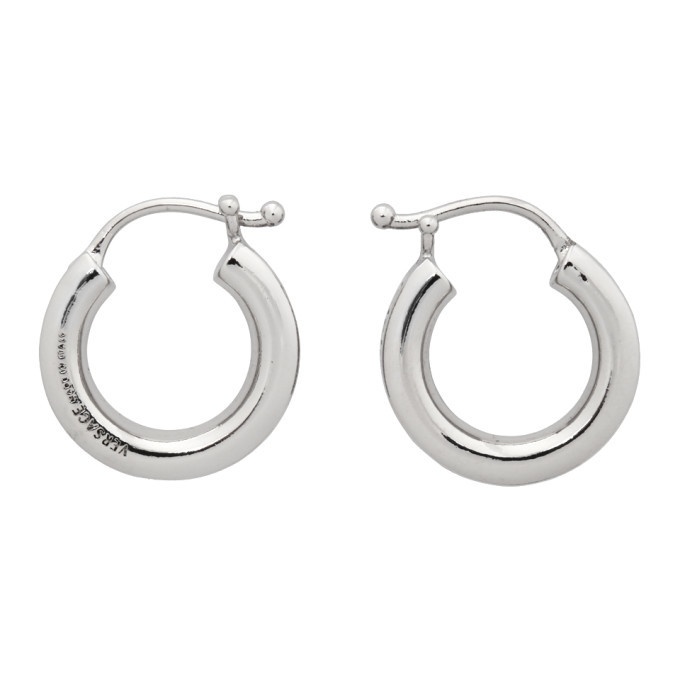 Photo: Versace Silver Small Greca Hoop Earrings