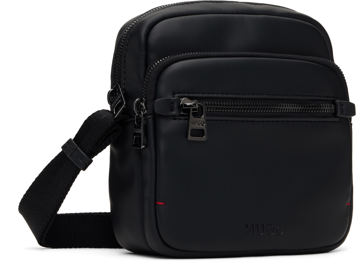 Hugo Black Faux-Leather Reporter Bag