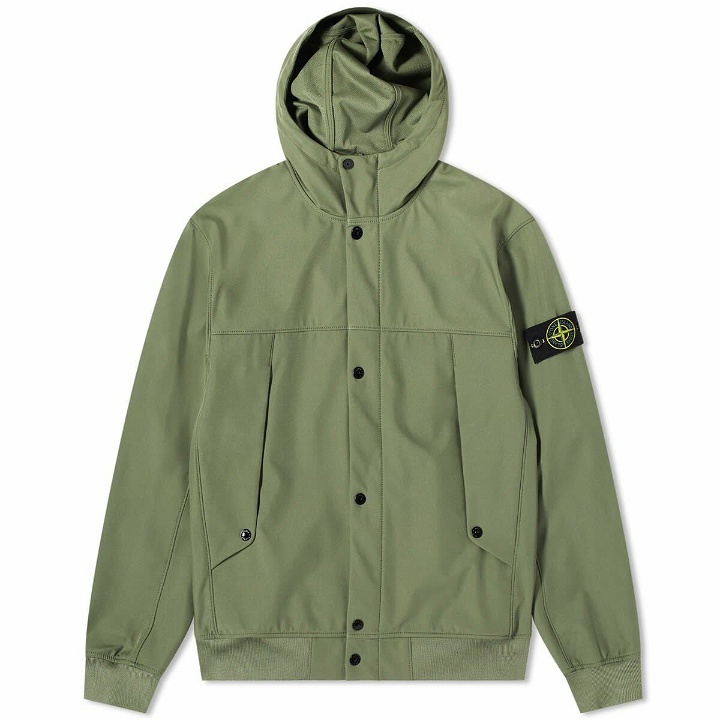Photo: Stone Island Men's Soft Shell-R Hooded Jacket in Musk