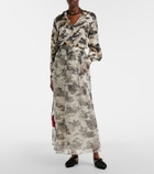 Max Mara Elegante Sabbia printed silk organza maxi skirt
