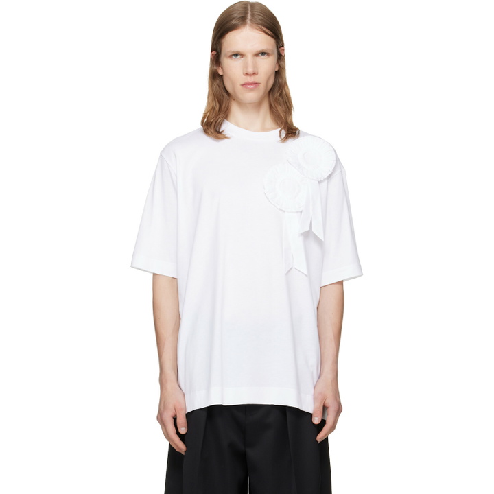 Photo: Simone Rocha White Ruffle Rosette Boxy T-shirt