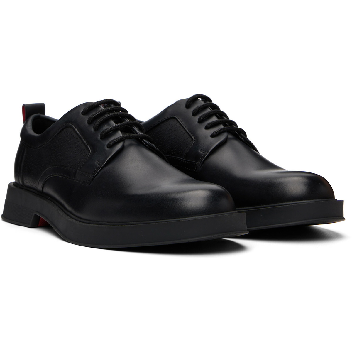 Hugo Black Perforated Monograms Leather Derbys