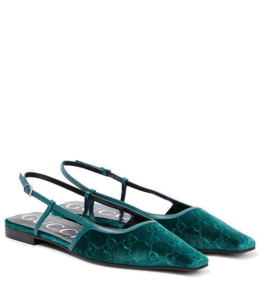 スニーカー GUCCI Dark Green Gg Fabric Ballerinas Gucci Dark Green Gg Fabric Ballerinas | Grailed
