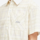 Dime Men's Resort Plaid Short Sleeve Shirt in Cream Multi
