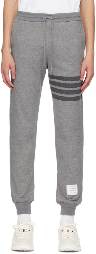 Photo: Thom Browne Gray 4-Bar Lounge Pants