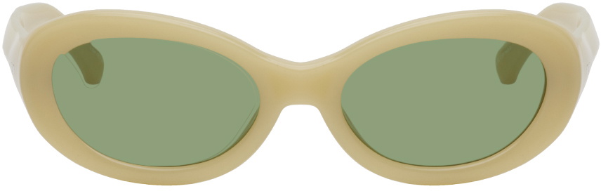 Dries Van Noten Yellow Linda Farrow Edition Oval Sunglasses