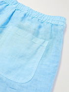 120% - Straight-Leg Linen-Gauze Drawstring Bermuda Shorts - Blue