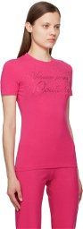 Versace Jeans Couture Pink Crystal-Cut T-Shirt