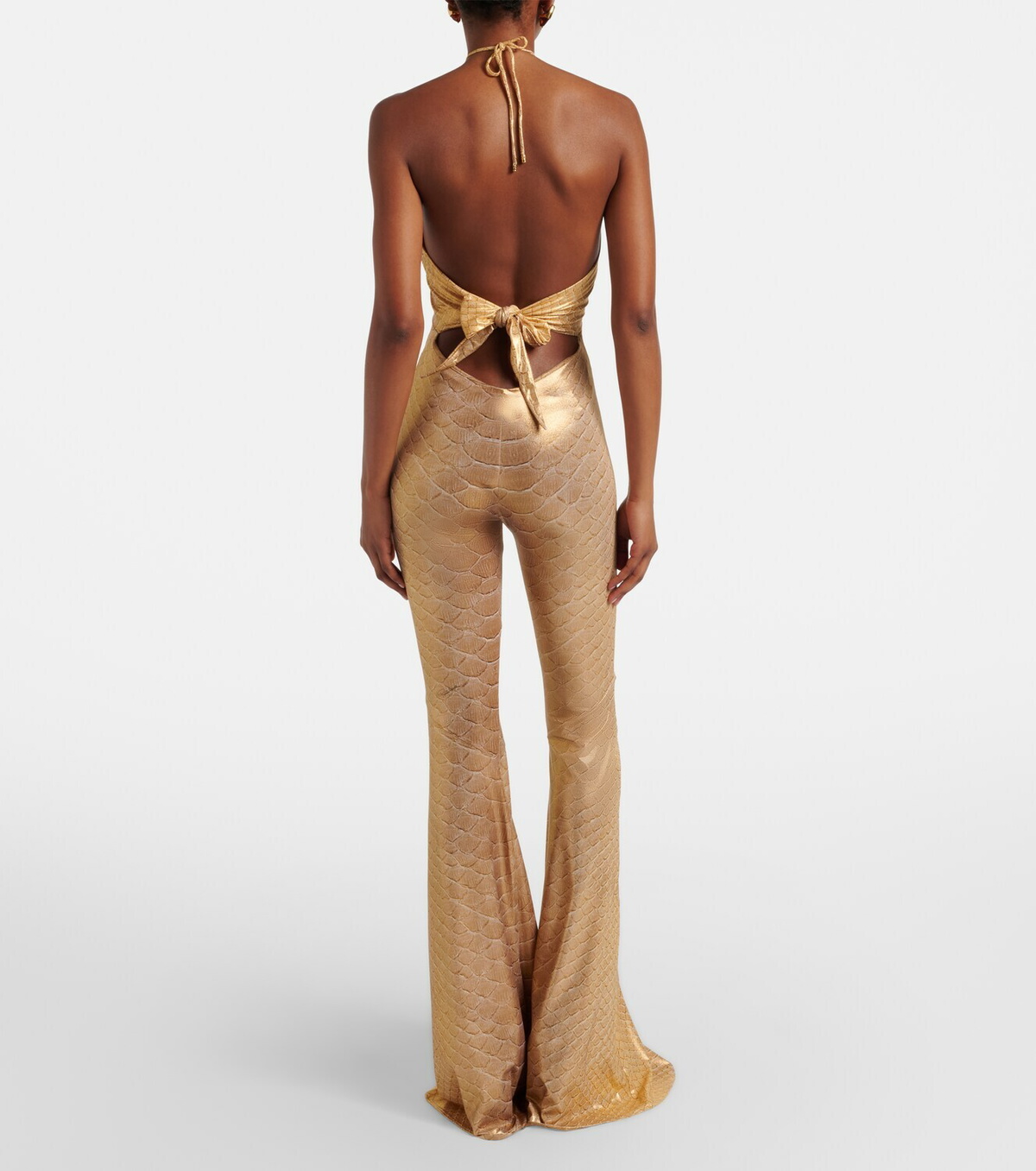 Roberto Cavalli Snake-print halterneck jumpsuit