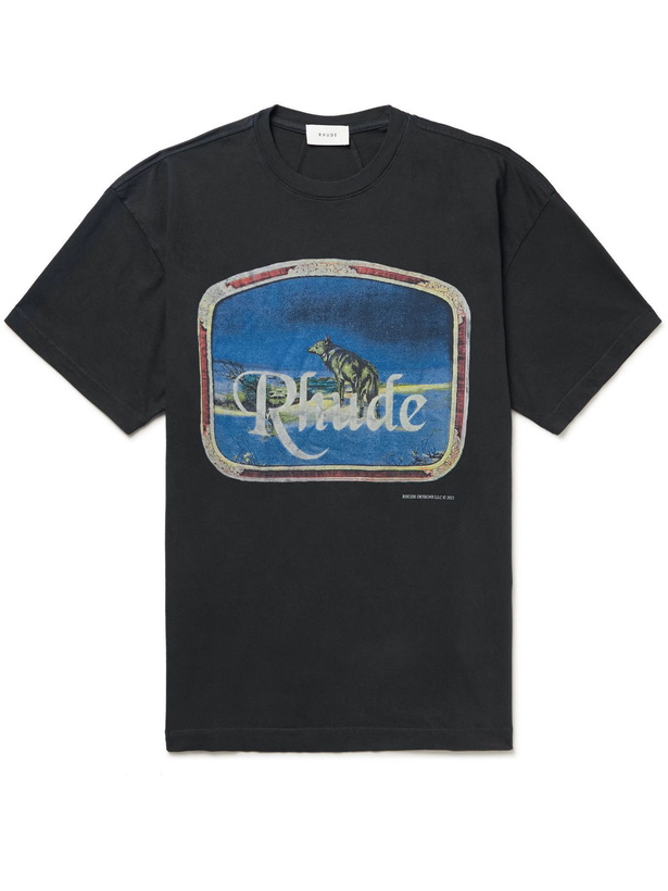 Photo: Rhude - Printed Cotton-Jersey T-Shirt - Black