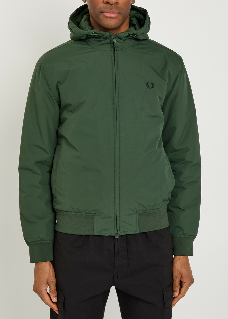 Fred Perry Logo-embroidered Hooded Shell Jacket Dark Green