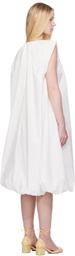 AMOMENTO White Cotton Volume Shirring Minidress