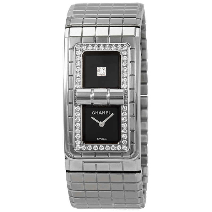 Photo: Chanel Code CoCo Black Lacquered Dial Ladies Diamond Watch H5145