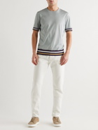 Giorgio Armani - Striped Cotton-Jersey T-Shirt - Gray