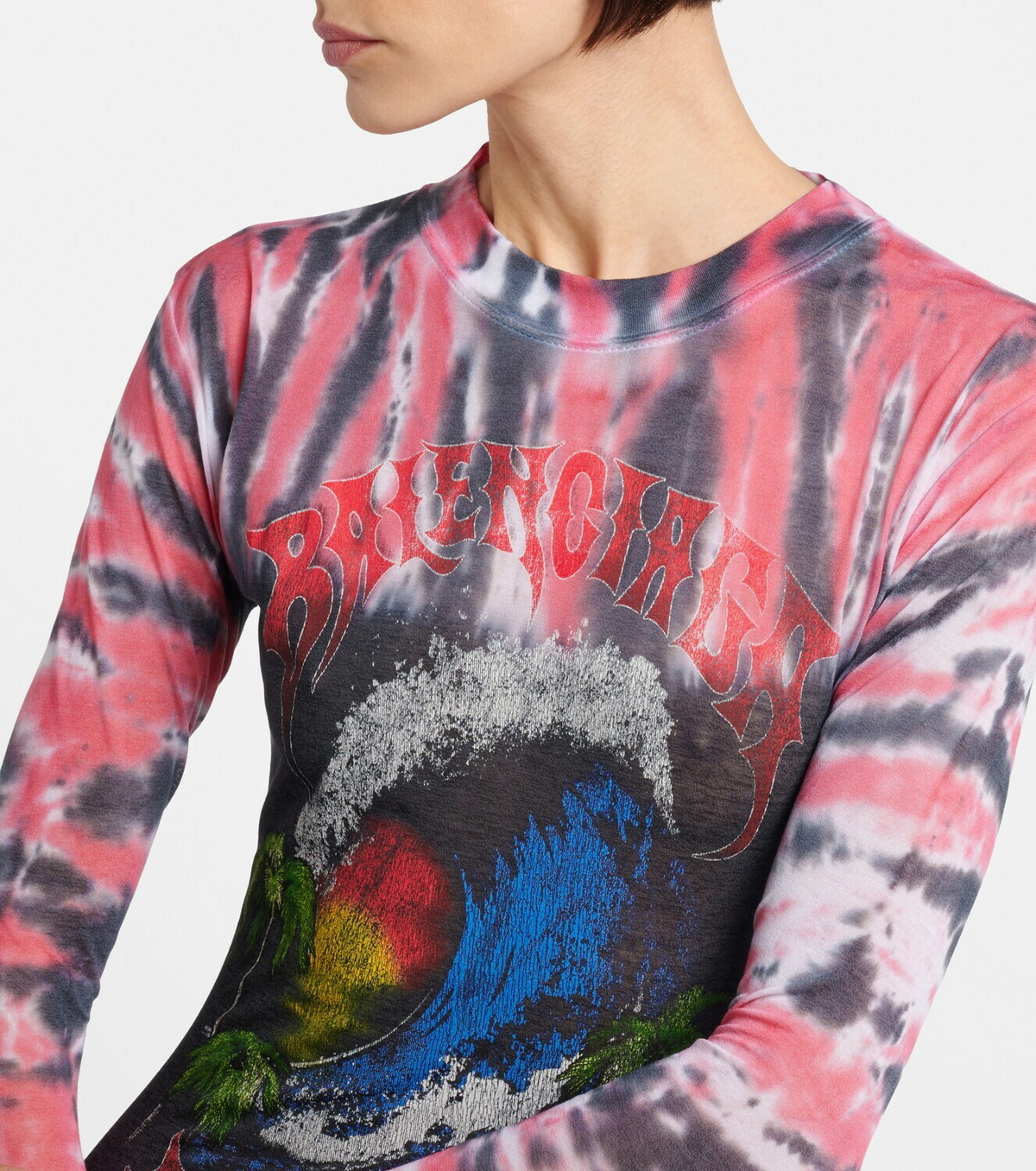 Balenciaga Printed tie-dye cotton-blend jersey maxi dress