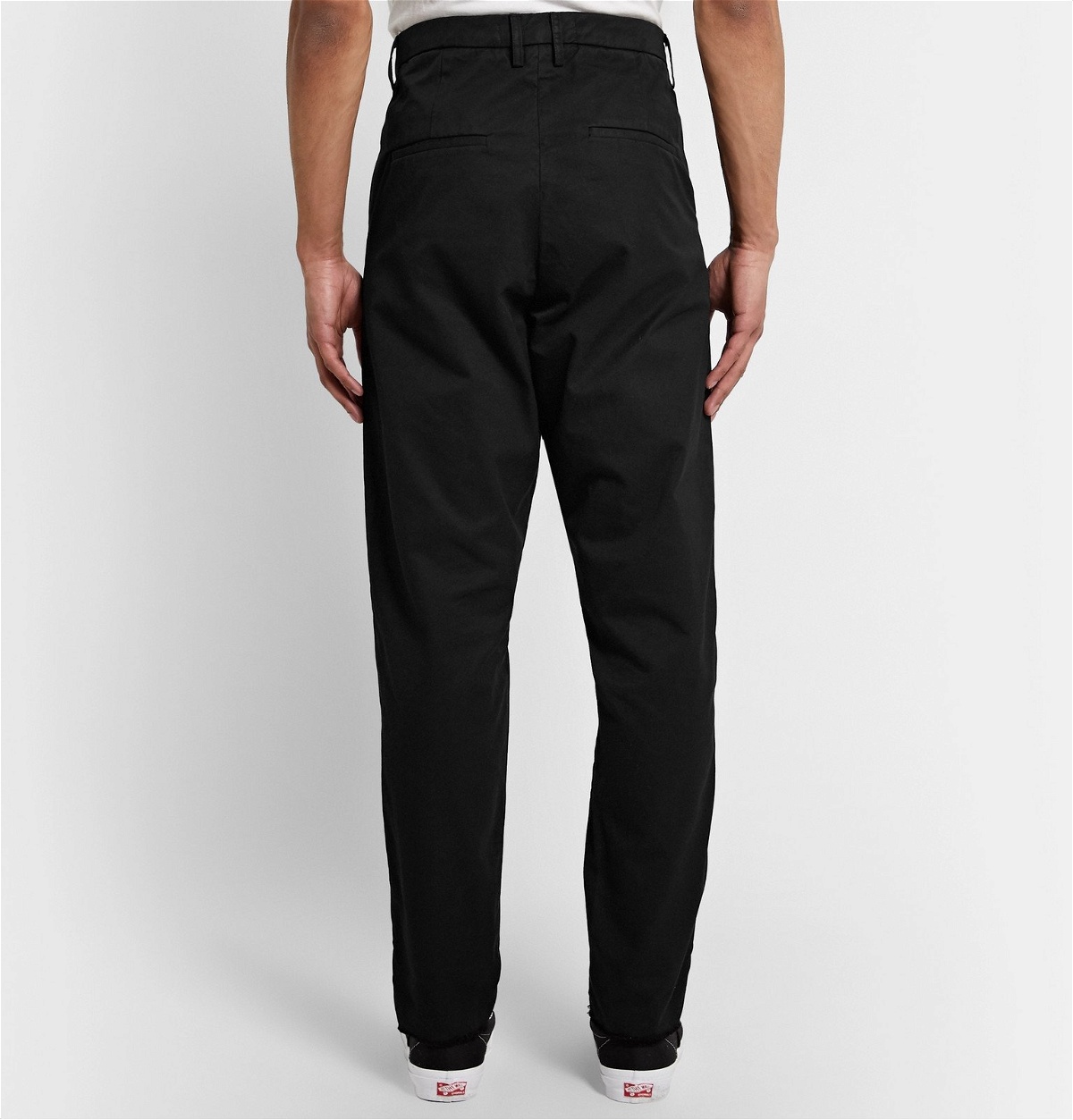 BILLY - Tapered Pleated Cotton-Twill Trousers - Black