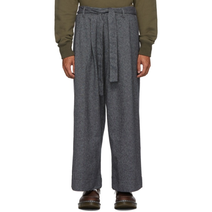 Photo: Naked and Famous Denim Grey Tweed Wide Trousers