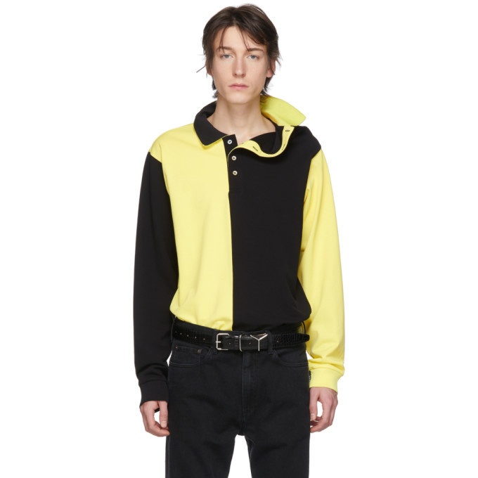 Photo: Y/Project Black and Yellow Asymmetric Collar Polo