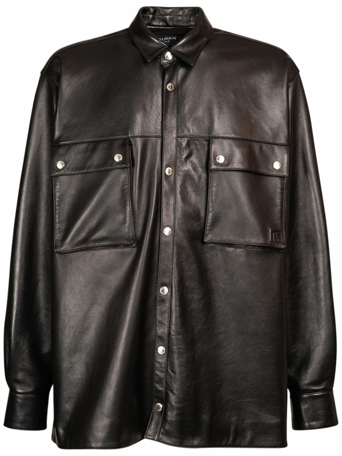 BALMAIN - Front Pocket Leather Overshirt Balmain