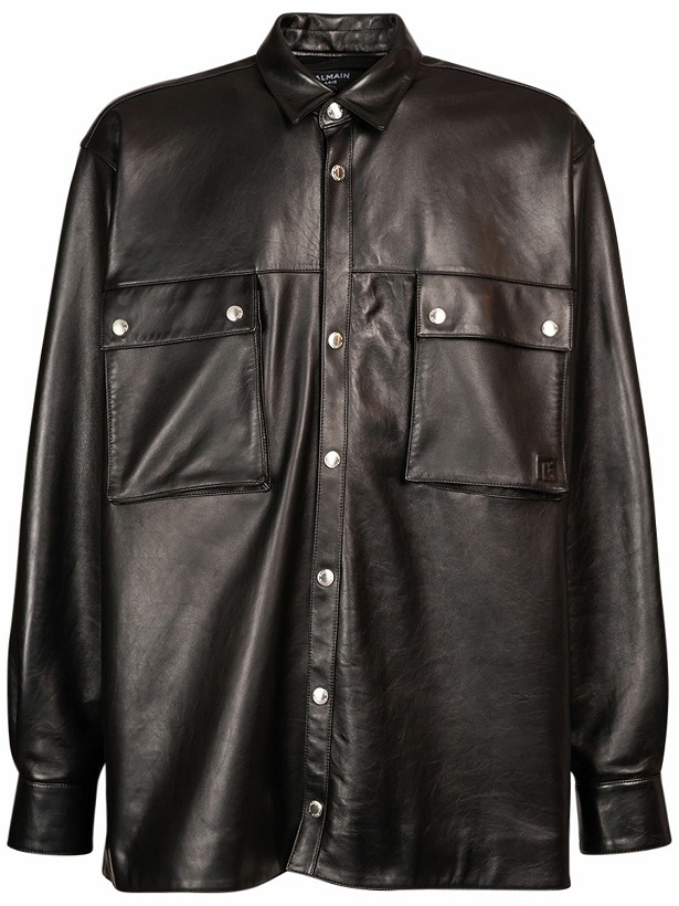 Photo: BALMAIN - Front Pocket Leather Overshirt