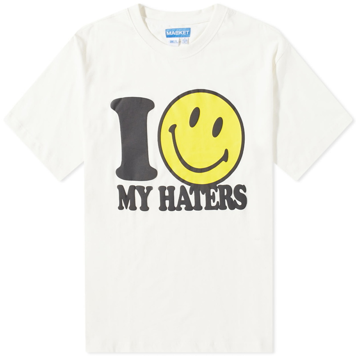 Photo: MARKET Men's Smiley Haters T-Shirt in Cream