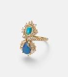 Suzanne Kalan 18kt gold (750/1000) ring with gemstones