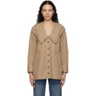 GANNI Beige Oversized Collar Shirt