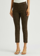 Vince Split-cuff Suede Trousers Brown