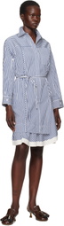 3.1 Phillip Lim Blue & White Cascade Sleeve Stripe Shirt Minidress