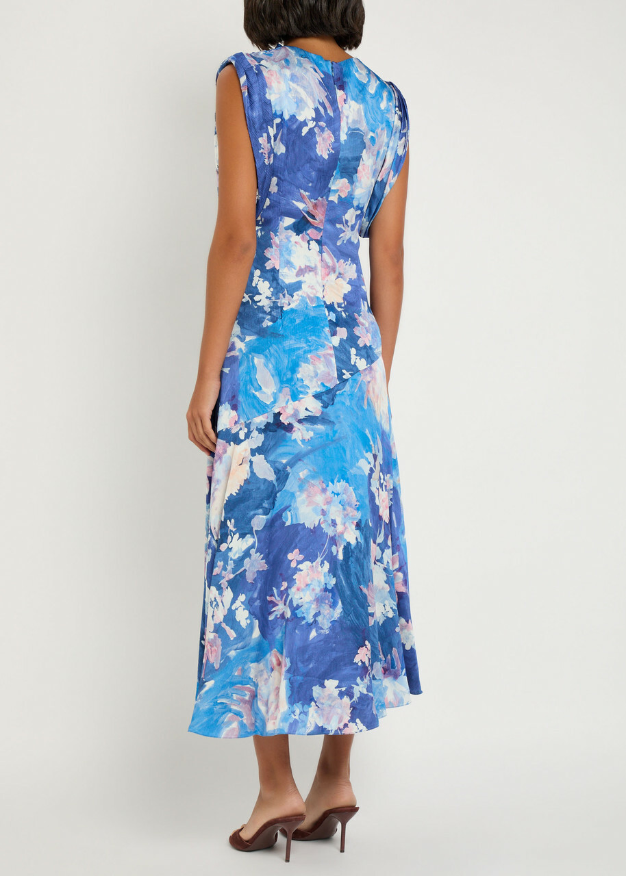 Erdem Floral-print Draped Satin Midi Dress Multi Floral