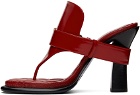 Burberry Red Leather Bay Heeled Sandals