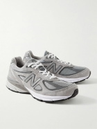 New Balance - 990v4 Suede and Mesh Sneakers - Gray