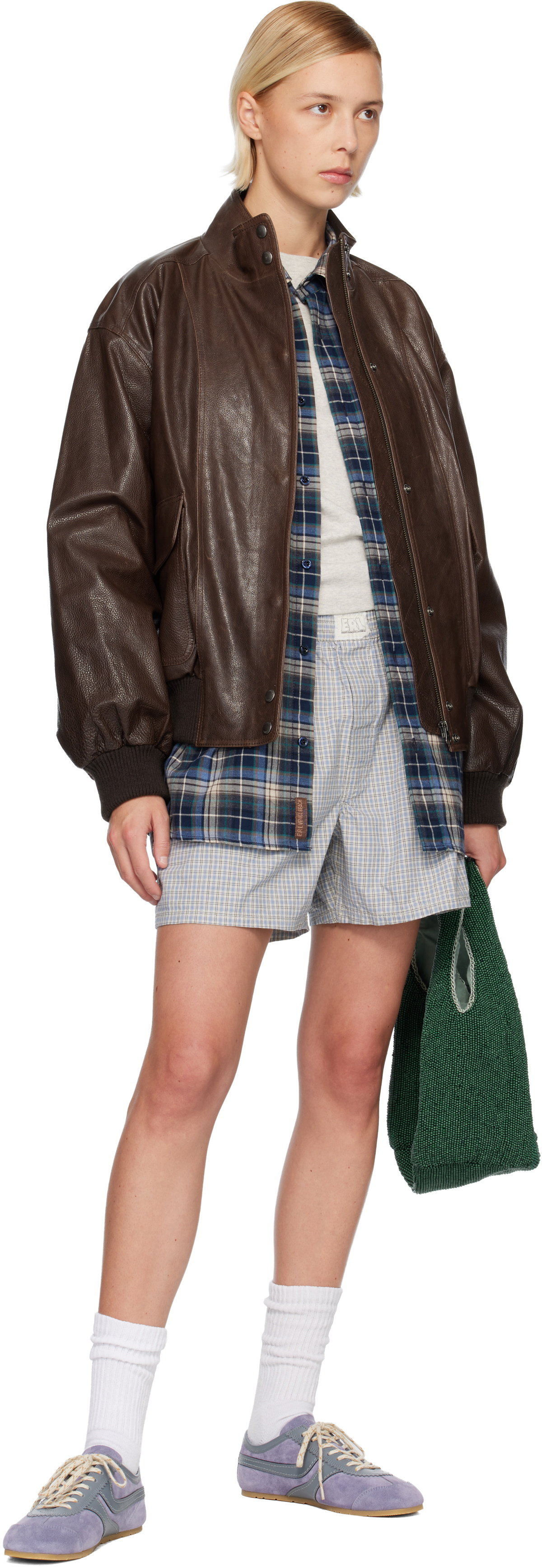 ERL Blue Light Check Boxer Boy Shorts