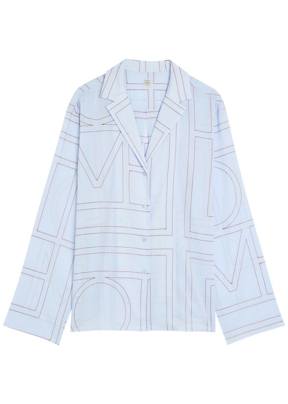 Photo: Toteme Logo-monogrammed Cotton-blend Pyjama Shirt Light Blue