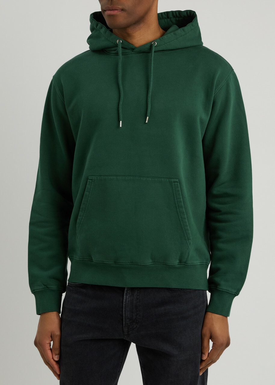 Colorful Standard Hooded Cotton Sweatshirt Dark Green