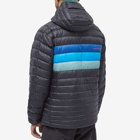 Cotopaxi Men's Fuego Down Hooded Jacket in Black/Pacific Stripes