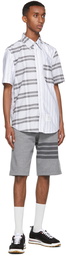 Thom Browne Grey Striped Straight Fit Short Sleeve Shirt