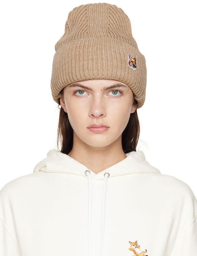 Photo: Maison Kitsuné Beige Fox Head Beanie