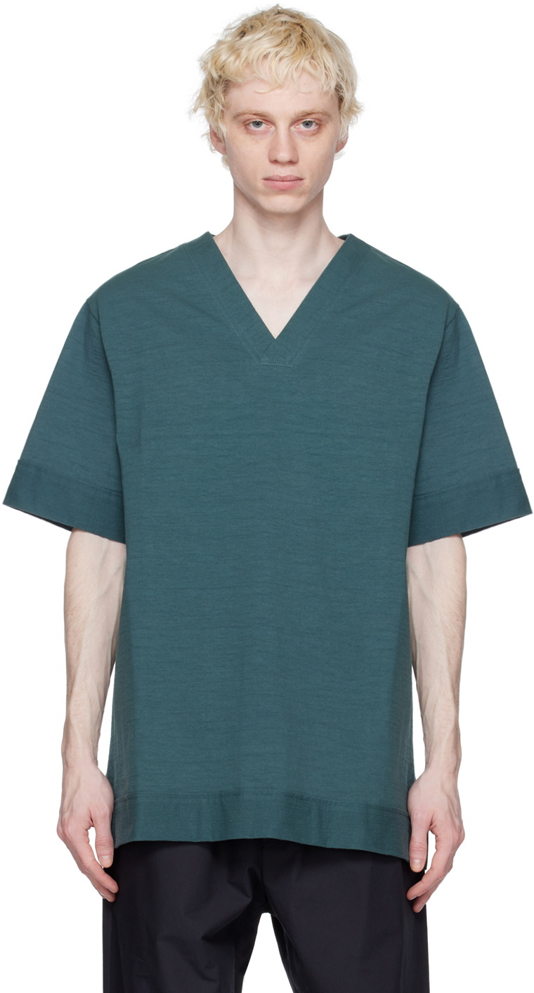 Jil Sander Green V-Neck T-Shirt Jil Sander