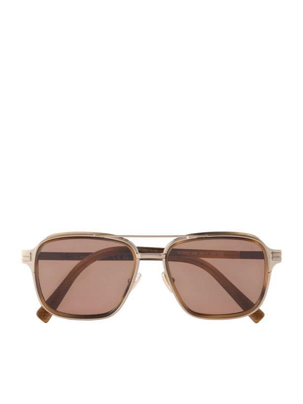 Photo: Zegna - Aviator-Style Acetate and Titanium Sunglasses - Brown