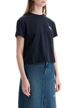 A. P.C. cropped t-shirt in dark blue organic cotton Blue