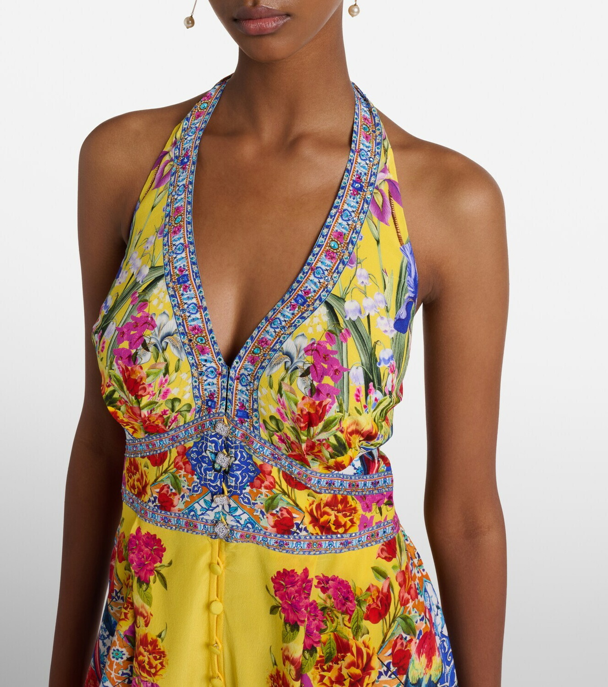 Camilla Embellished halterneck silk crêpe jumpsuit