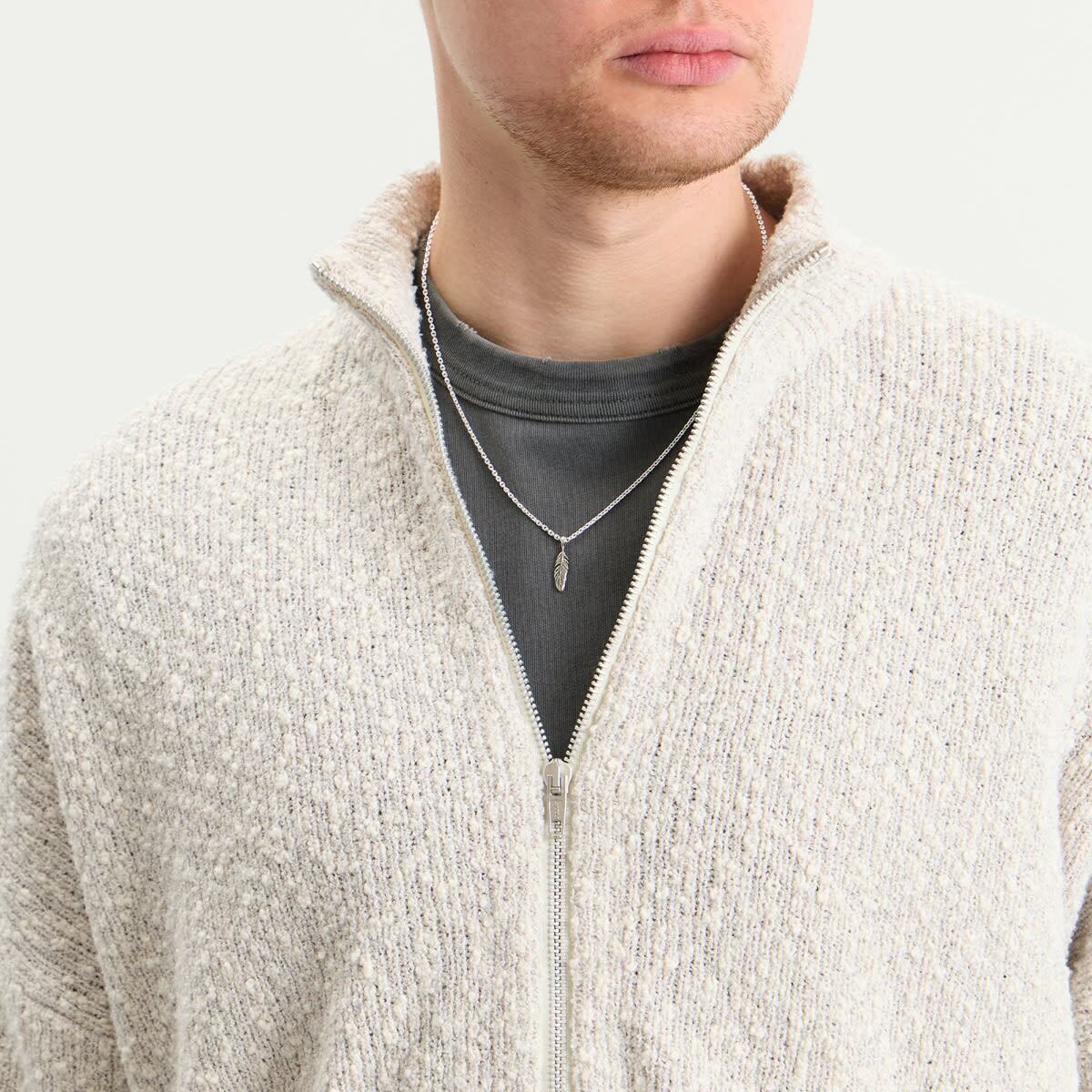 TwoJeys Feather Necklace in Silver 